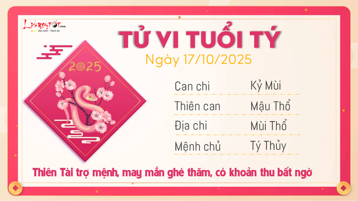 Tử vi hàng ngày 17/10/2025 - Tý