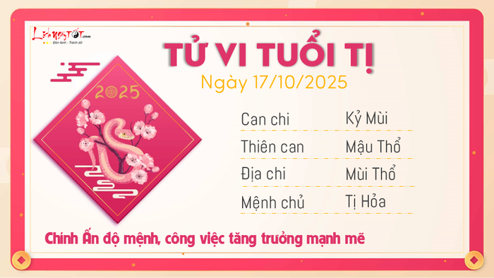 Tử vi ngày 17/10/2025 - Tị