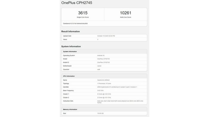 Hiệu năng của OnePlus 15 trên Geekbench khiến người dùng bất ngờ với kết quả rất tốt