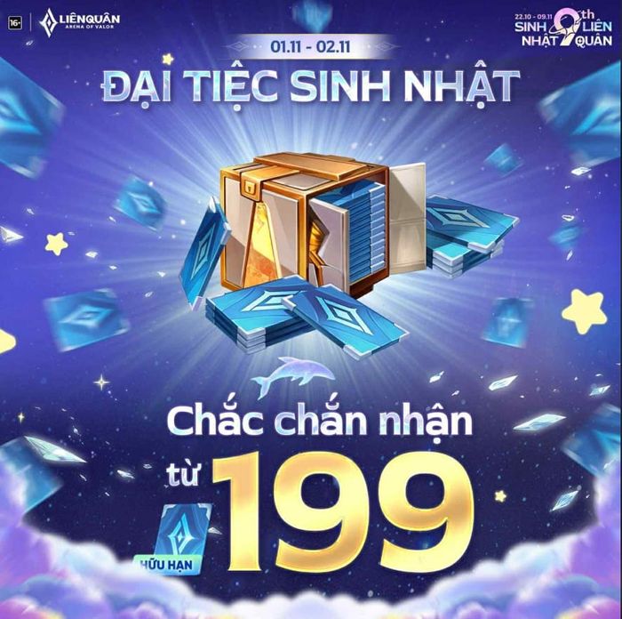 Người chơi sẽ nhận ít nhất 199 Quân Huy