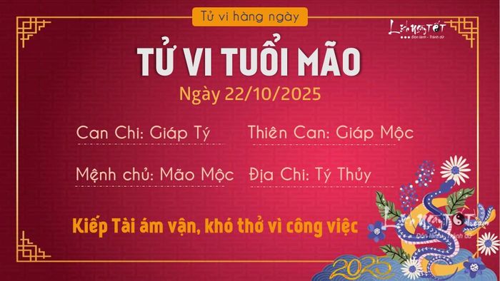 Tử vi hàng ngày 22/10/2025 của tuổi Mão