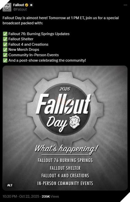 Bethesda công bố các nội dung sẽ xuất hiện trong sự kiện Fallout Day 2025 lần 2