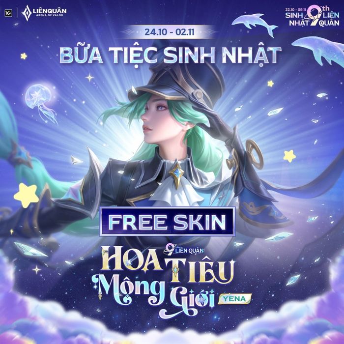 Nhận miễn phí skin Yena Hoa Tiêu Mộng Giới