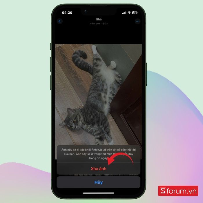Xác nhận xóa ảnh đã chọn.