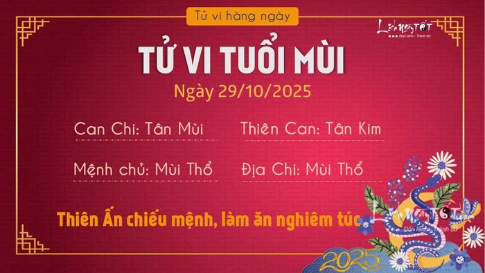 Tử vi hàng ngày 29/10/2025 - Tuổi Mùi