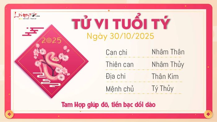 Tử vi hàng ngày 30/10/2025 - Tuổi Tý