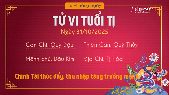 Tử vi ngày 31/10/2025 - Tị