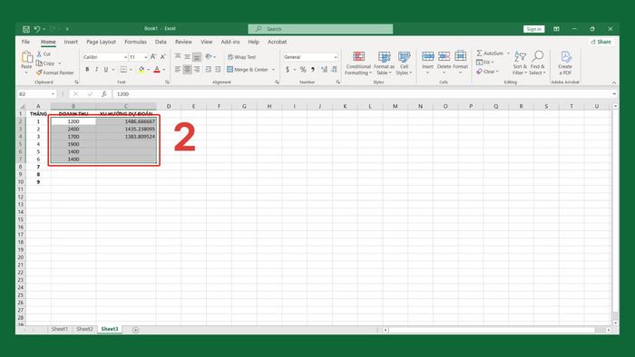 Cách vẽ biểu đồ xu hướng từ hàm TREND 2