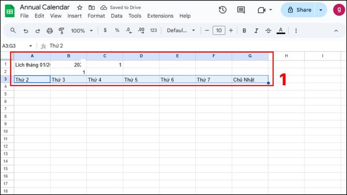 Cách tự tạo lịch thủ công trên Google Sheet chi tiết 1
