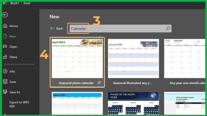 Tạo lịch bằng mẫu có sẵn trong Excel 3