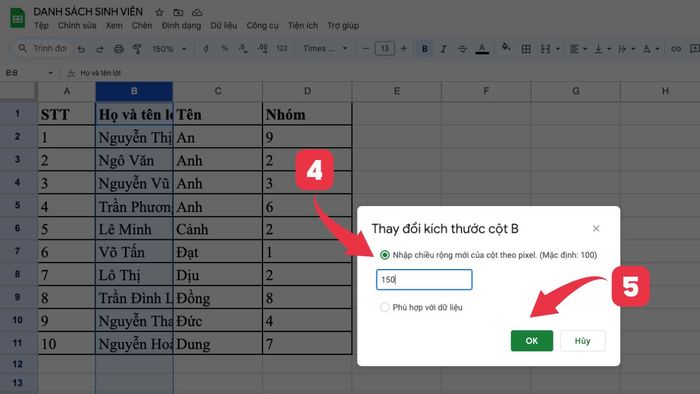 4 phương pháp thay đổi kích thước ô trong Google Sheet cực kỳ dễ dàng 7