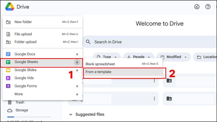 Tạo lịch trong Google Sheets sử dụng mẫu có sẵn