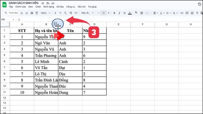 4 phương pháp thay đổi kích thước ô trong Google Sheet cực kỳ dễ dàng 3