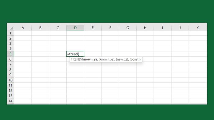 Cú pháp hàm TREND trong Excel