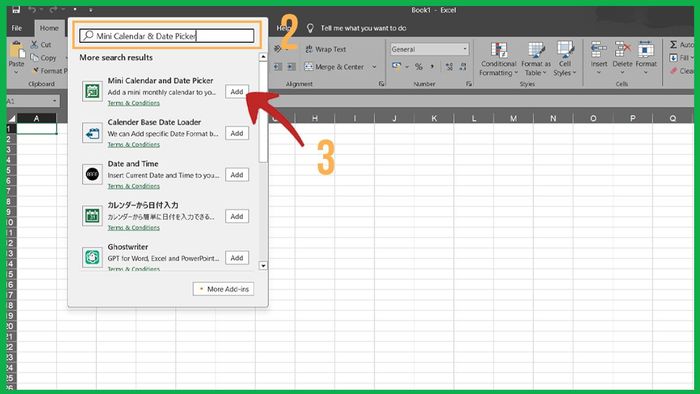 Chèn lịch vào Excel bằng Add-ins 2