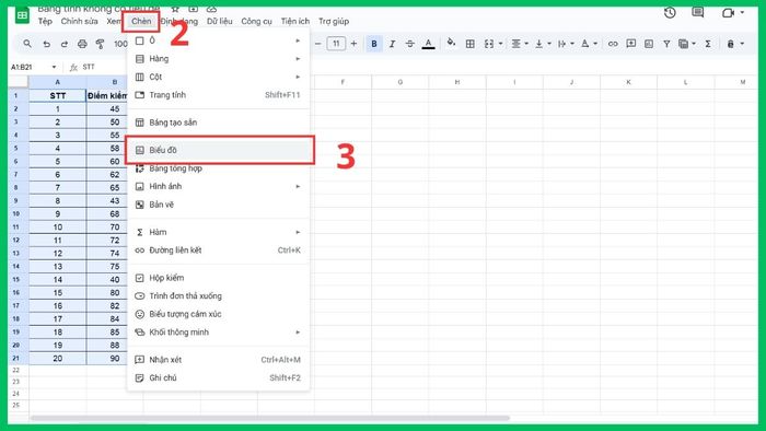 Tạo biểu đồ Histogram trong Google Sheets 2
