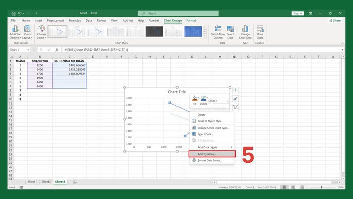 Cách vẽ biểu đồ xu hướng từ hàm TREND 4