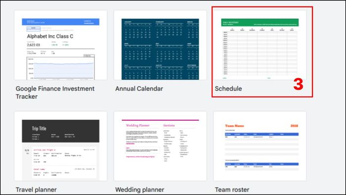 Tạo lịch trong Google Sheets từ mẫu có sẵn 2