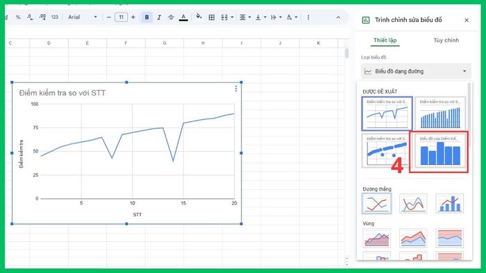 Tạo biểu đồ Histogram trong Google Sheets 3