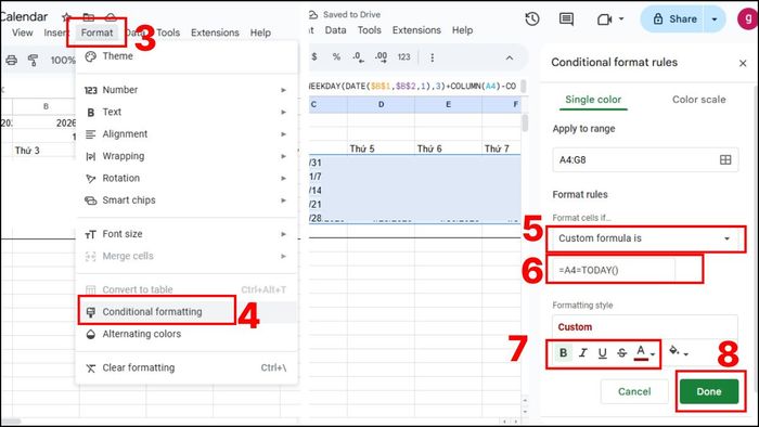 Cách tự tạo lịch thủ công trên Google Sheet chi tiết 3