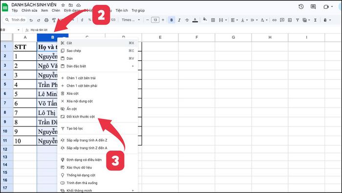 4 phương pháp thay đổi kích thước ô trong Google Sheet cực kỳ dễ dàng 6