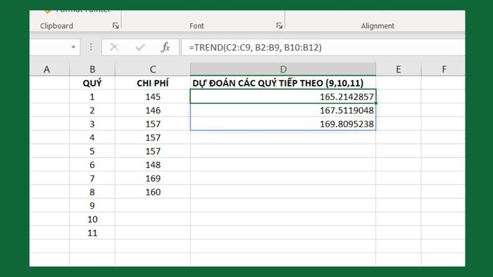 Cách sử dụng hàm TREND trong Excel kèm ví dụ minh họa 2