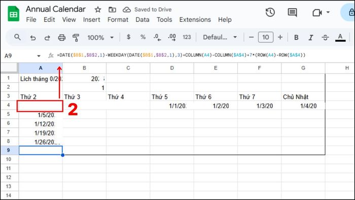 Cách tự tạo lịch thủ công trên Google Sheet chi tiết 2