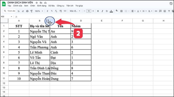 4 phương pháp thay đổi kích thước ô trong Google Sheet cực kỳ đơn giản 2