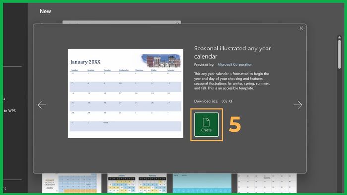 Tạo lịch bằng mẫu có sẵn trong Excel 4