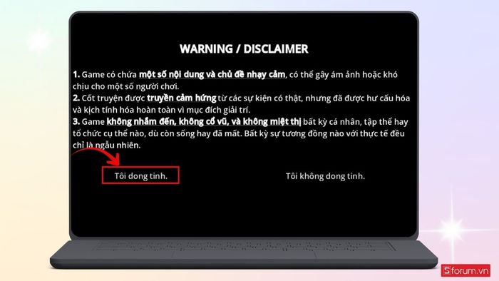 Chấp nhận cảnh báo trong game để tiếp tục