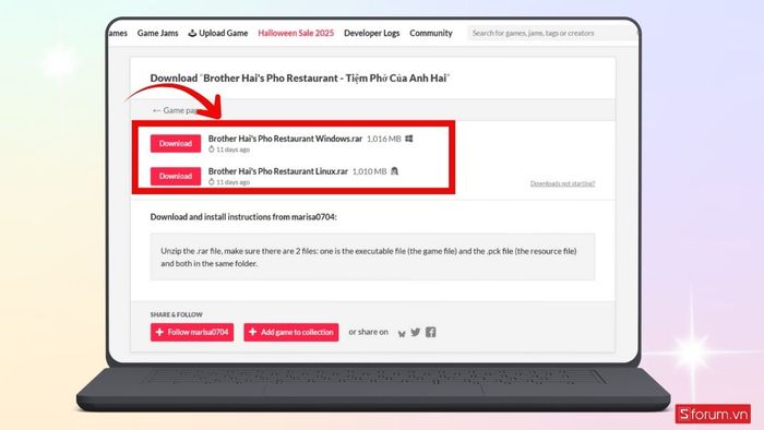 Chọn hệ điều hành phù hợp để tiến hành tải game