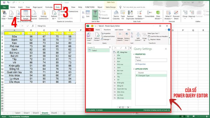 Bước 2 trong ví dụ dùng Power Query để chuẩn hóa dữ liệu doanh thu theo quý.