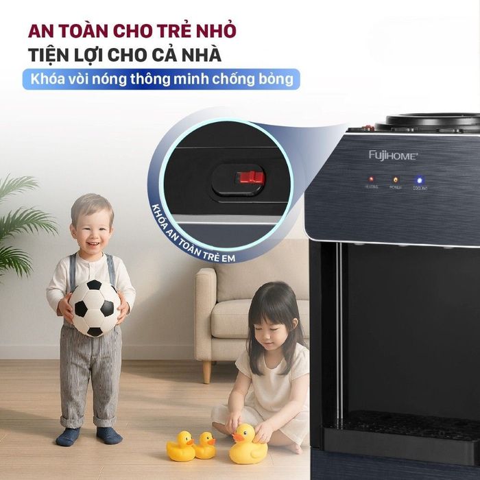 Cây nước nóng lạnh FUJIHOME WD675C-B 590W - Chế độ an toàn