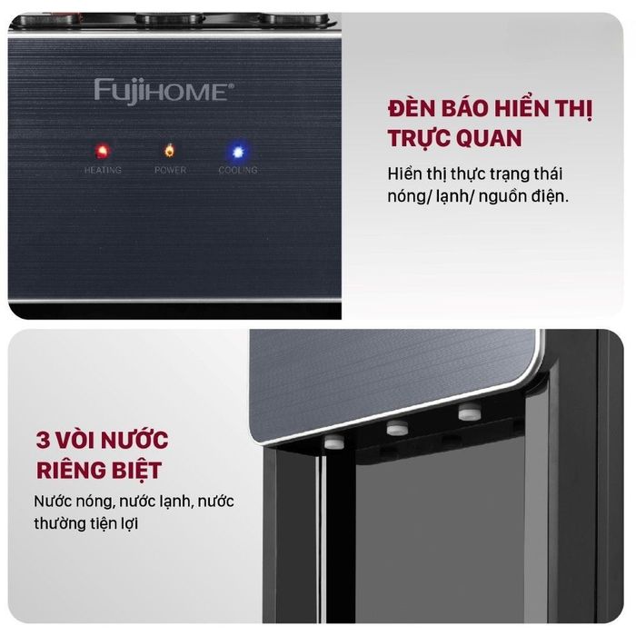 Cây nước nóng lạnh FUJIHOME WD675C-B 590W - Bảng điều khiển
