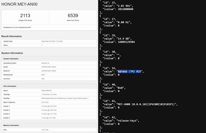 Dữ liệu trên Geekbench xác nhận HONOR 500 Pro sẽ đi kèm chip Snapdragon 8s Gen 4