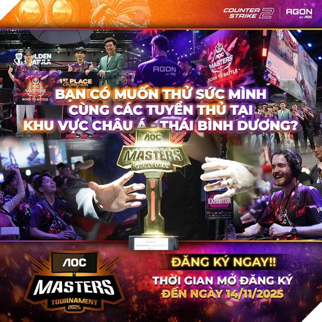 AOC Masters 2025 chính thức quay trở lại với tựa game Counter-Strike 2 (CS2) đình đám, cùng tổng giải thưởng lên đến 20.000 USD.