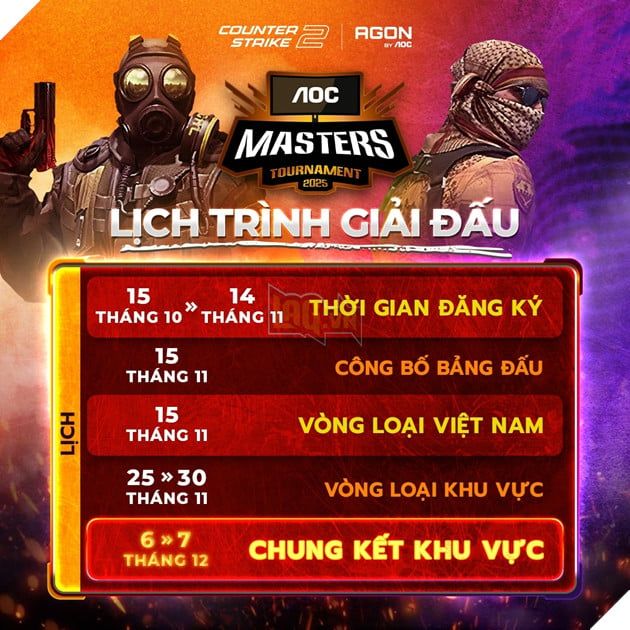AOC Masters 2025 tiếp tục trở lại cùng Counter-Strike 2 (CS2) với tổng giải thưởng lên đến 20.000 USD.