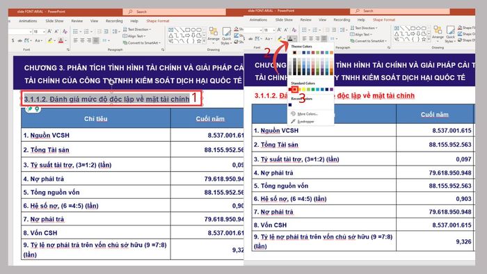 Hướng dẫn cách highlight trong PowerPoint bằng màu chữ và tô bóng nền, bước 2