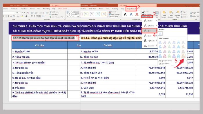 Hướng dẫn cách highlight trong PowerPoint với hiệu ứng Glow, bước 2