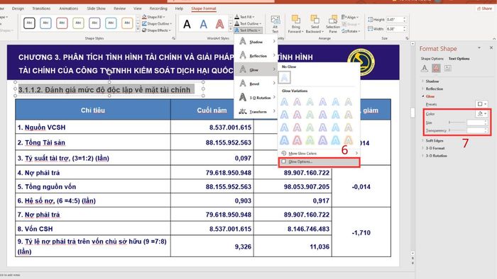 Hướng dẫn cách highlight trong PowerPoint với hiệu ứng Glow, bước 3