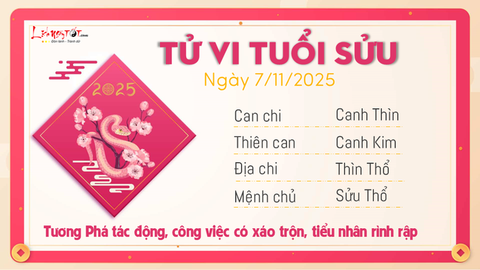 Tử vi hàng ngày 07/11/2025 - Sửu