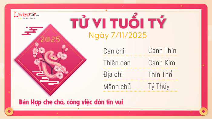 Tử vi hàng ngày 07/11/2025 - Tý