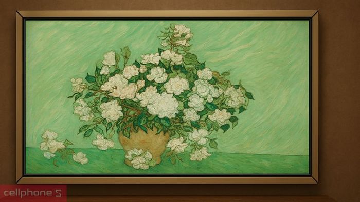 Chất liệu khung tranh tivi Coocaa 55LN7000G vân gỗ tối 