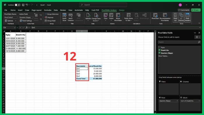 Chi tiết 3 công thức tính quý trong Excel chính xác nhất 13
