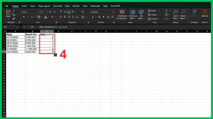 Chi tiết 3 công thức tính quý trong Excel chính xác nhất 6
