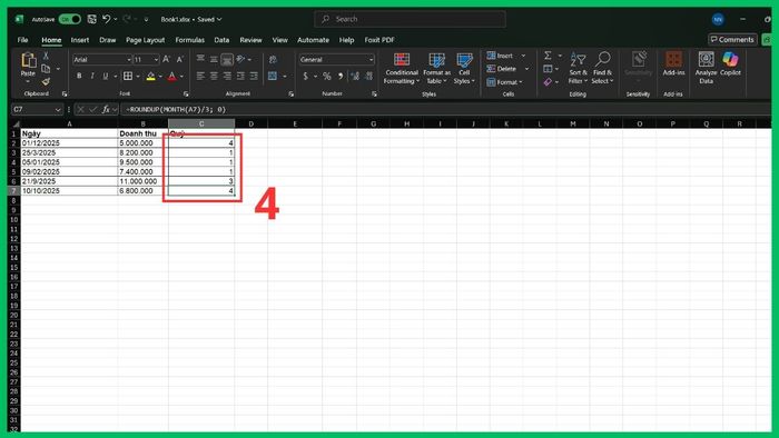 Chi tiết 3 công thức tính quý trong Excel chính xác nhất 3