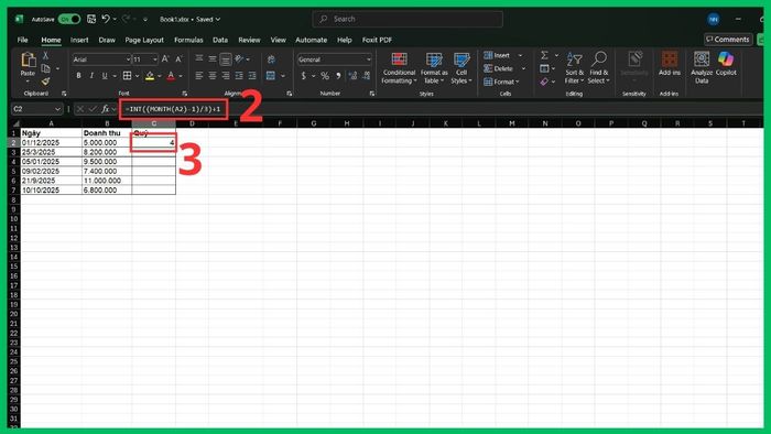 Chi tiết 3 công thức tính quý trong Excel chính xác nhất 5