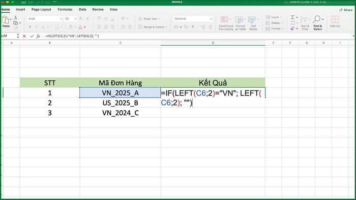 Cách sử dụng các hàm để lấy ký tự có điều kiện cùng ví dụ 1