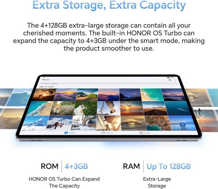 HONOR Pad X9 với bộ nhớ trong 128GB mang lại không gian lưu trữ rộng rãi