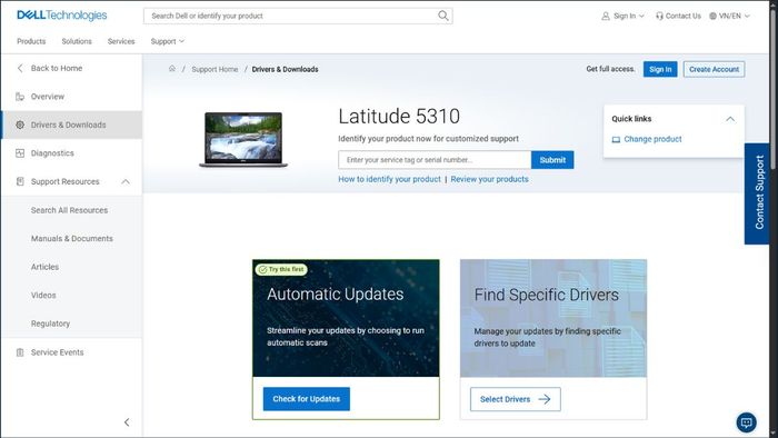 Dell vẫn tiếp tục hỗ trợ kỹ thuật và cập nhật driver cho dòng Latitude 5310.